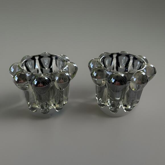 Vintage Anchor Hocking Nova Glass Candle holders tri size new old stock - Picture 2 of 5